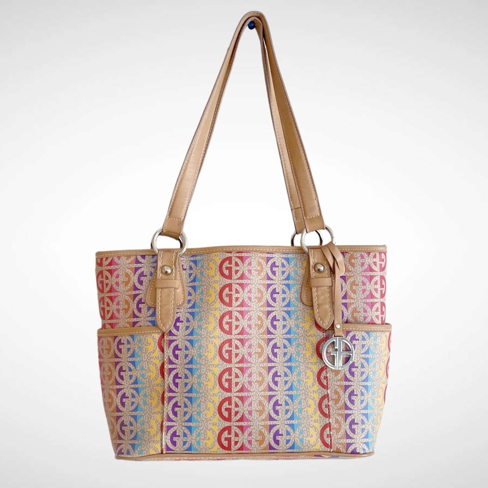 Giani Bernini Rainbow Logo Totebag Snap Closure Double Straps - Picture 15 of 16
